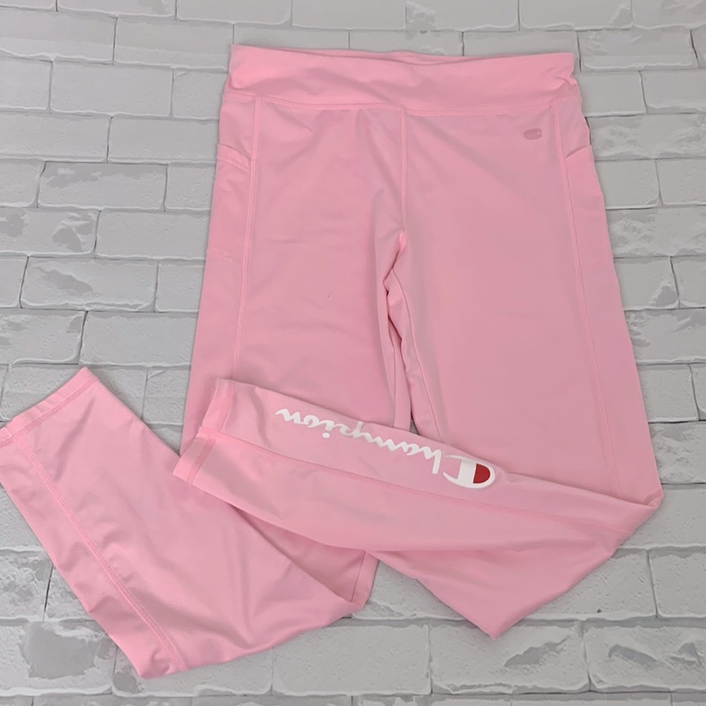Champion Leggings. Girls XL. Pink with side leg champion logo. Stretch